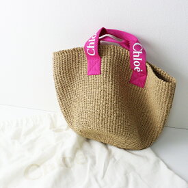 【期間限定価格】未使用 2024SS クロエ Chloe × ミフコ Mifuko バスケットバッグ /ナチュラル ピンク ロゴ かごバッグ ハンドバッグ【2400014547962】【中古】