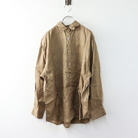 美品 2025SS フレームワーク FRAMeWORK ライトフレンチリネンレギュラーシャツ＼ブラウン ブラウス 長袖【2400014580051】【中古】