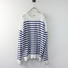 【期間限定価格】2022SS ドゥーズィエムクラス MUSE de Deuxieme Classe ボーダーコットンプルオーバー＼ホワイト ブルー ニット 長袖【2400014588095】【中古】