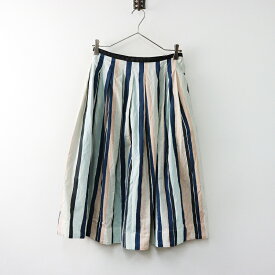 【期間限定価格】2025SS 定価6.1万 マーガレットハウエル MARGARET HOWELL COTTON SILK PAINTED STRIPE スカート 1‖マルチカラー【2400014578010】【中古】