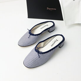 【期間限定価格】未使用 定価6.9万 レペット repetto Camille ミュール Classique 36＼ネイビー ストライプ 23.3cm バレエシューズ リボン【2400014588217】【中古】