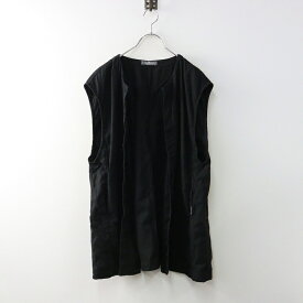 【期間限定価格】2023AW ネストローブ nest Robe UpcycleLino ノーカラービッグシルエットベスト F｜ブラック 羽織り ノースリーブ 【2400014585933】【中古】
