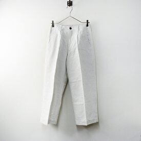 ハンドルーム HAND ROOM コットンリネンヘリンボーンワイドパンツ S＼ライトグレー タック センタープレス ワーク【2400014573640】【中古】
