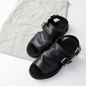 2023SS マーガレットハウエル MARGARET HOWELL レザーオープントゥバックストラップサンダル M 約23.5cm ブラック┃【2400014581966】【中古】