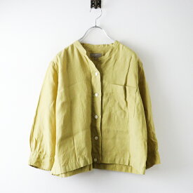 【期間限定価格】マーガレットハウエル MARGARET HOWELL 染色加工 SHIRTING LINEN リネンバンドカラー長袖シャツ2 マスタード┃麻【2400014572612】【中古】