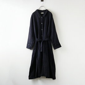 ジャーナルスタンダード ラックス journal standard luxe 染色加工 ロング丈 リネンステンカラーコート 黒紺┃麻素材【2400014582291】【中古】