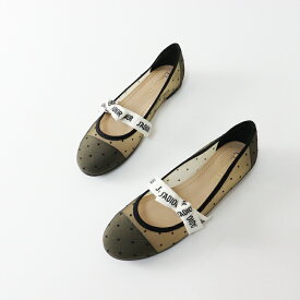極美品 クリスチャンディオール Christian Dior ドットメッシュバレエシューズ 37＼ブラック 24.0cm フラット リボン【2400014583861】【中古】