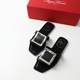 未使用 ロジェヴィヴィエ ROGER VIVIER メタルバックルフラットサンダル 37｜ブラック シューズ 約24cm【2400014570212】【中古】