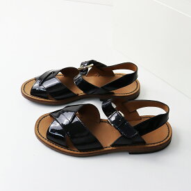 マーガレットハウエル MARGARET HOWELL プレミアムライン エナメルストラップサンダル 36＼ブラック パテント 23.0cm【2400014596984】【中古】