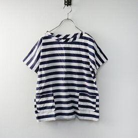 AD2018 トリココムデギャルソン tricot COMME des GARCONS レーヨンボーダーTシャツ S＼ネイビー ホワイト ドルマン【2400014596472】【中古】