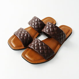 イタリア製 NUOVO NICAR ヌオヴォニカール キルティングレザーフラットサンダル 37/23〜23.5cm ブラウン┃【2400014602517】【中古】