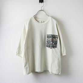 美品 ソソット sosotto リバティポケットTシャツ＼オフホワイト コットン 半袖 カットソー クルーネック ドルマン【2400014589283】【中古】