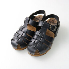 エキスパート EXPERT グルカサンダル 37＼ブラック レザー ストラップ メッシュ シューズ ウッドソール 23.5-24cm 【2400014615654】【中古】