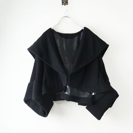 美品 2024AW シーニュ Cygne Josette ビッグカラーショートコート F＼ブラック ウール ジャケット ワイド クロップド【2400014614718】【中古】
