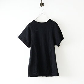 トーテム toteme コットン 半袖 ロゴ刺繍 クルーネック Tシャツ M｜ブラック トップス ブラウス 【2400014632477】【中古】