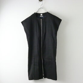 良品 人気アイテム エルメス HERMES シェーヌダンクルジップアップ リネンコットンロングジレコート 36 ブラック//黒【2400014638752】【中古】
