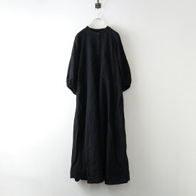 2025SS 定価3.9万 アデュートリステス ADIEU TRISTESSE リネン コットン ワンピース ｜ブラック バンドカラーシャツ【2400014636192】【中古】