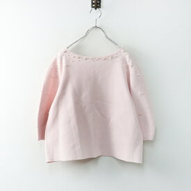 トゥービーシック TO BE CHIC パール ニット プルオーバー 40｜ピンク トップス ワイドネック 長袖【2400014631951】【中古】
