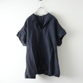 トゥジュー TOUJOURS リネンスキッパーブラウス 2｜ブラック プルオーバー シャツ 半袖 チュニック【2400014562262】【中古】
