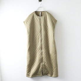 美品 2025SS パリドゥアオウネ PARIS DE AOUNE ミリタリーキルト膨れジャガードZIPロングベスト｜ベージュ 羽織り ジレ【2400014562347】【中古】