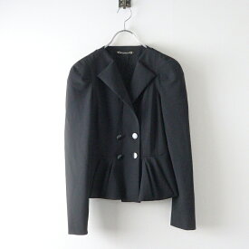 JPタグ グッチ GUCCI 192209 ウールノーカラーダブルジャケット 40＼ブラック アウター タック フレア アーカイブ【2400014622508】【中古】