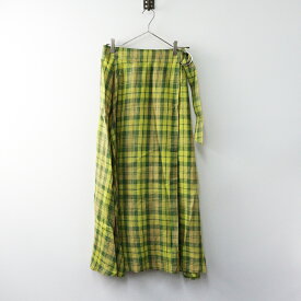 イギリス製 オニールオブダブリン O'NEIL of DUBLIN リネン キルト スカート GB10｜グリーン ボトムス ロング 【2400014643305】【中古】