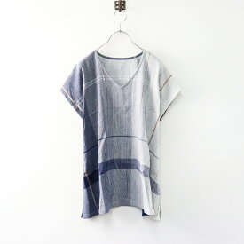 【期間限定価格】美品 玉木新雌 タマキニイメ tamaki niime fuwa-T SHORT＼ネイビー Vネック ブラウス フワT ショート プルオーバー【2400014637052】【中古】