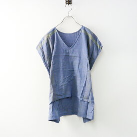 【期間限定価格】美品 玉木新雌 タマキニイメ tamaki niime fuwa-T SHORT＼ブルー Vネック ブラウス フワT ショート プルオーバー【2400014637045】【中古】
