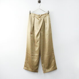 オードリーアンドジョンワッド Audrey and John Wad H4313 シルキー サテン イージー ワイド パンツ M ベージュ┃【2400014653342】【中古】