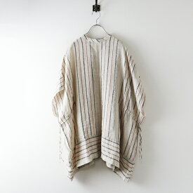 【期間限定価格】人気アイテム かぐれ kagure リネンフレンチブラウス キナリベージュ ストライプ┃トップス 麻 カットソー【2400014657463】【中古】