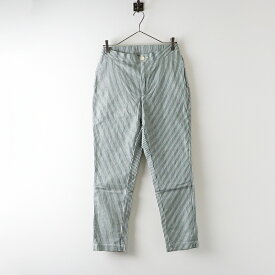 【期間限定価格】美品 45R 45rpm フォーティファイブアール オックスストレッチのイージースリムパンツ 3＼グリーン ストライプ ゴム【2400014630985】【中古】