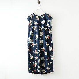 【期間限定価格】パラスパレス pal'las palace フラワープリント ノースリーブワンピース 2 ネイビー┃花柄 ドレス【2400014657241】【中古】