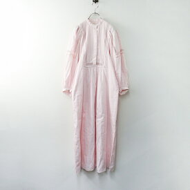 【期間限定価格】ヌキテパ ne Quittez pas Cotton Dobby Stripe Square Lace Dress ドビーストライプ レースドレス ｜ピンク 【2400014613063】【中古】