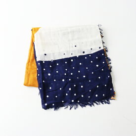 【期間限定価格】パラスパレス Pal'las Palace コットンガーゼ 配色プリント 大判ストール ネイビー×ベージュ┃ショール【2400014651300】【中古】