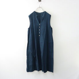 【期間限定価格】パラスパレス Pal'las Palace トオカ 十日 コットン インディゴ染め ノースリーブロングワンピース 0 ネイビー┃【2400014651171】【中古】