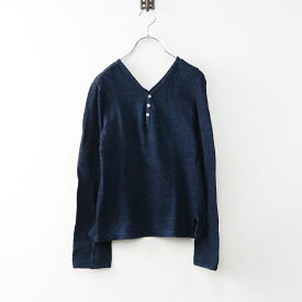 【期間限定価格】パラスパレス Pal'las Palace インディゴ Vネック ボタン カットソー 2｜ネイビー トップス 長袖 シャツ プルオーバー【2400014666854】【中古】