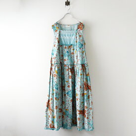 極美品 2022 ピンクハウス PINK HOUSE ギンガムうさぎプリントノースリーブワンピース＼ライトブルー ピコフリル ドレス【2400014667158】【中古】