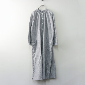 ヘブンリー HEAVENLY リネン コットン ノーカラー シャツ ワンピース ｜グレー系 トップス 長袖 【2400014673654】【中古】