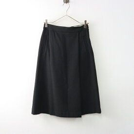 美品 ヒューマンウーマン HUMAN WOMAN フェイクウールスカート S＼ブラック タック フレア イージー ゴム【2400014681130】【中古】