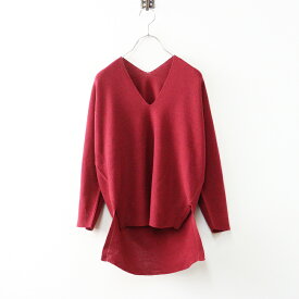 ハグオーワー HUG O WaR ウールブレンドVネックニット＼ボルドー プルオーバー セーター トップス 七分袖【2400014678369】【中古】