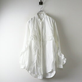 定価8.2万 BOURRIENNE Paris X ブリエンヌ パリ DRAMA フリルシャツ 34 ホワイト┃白 オーバーサイズ ブラウス【2400014680331】【中古】