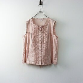 極美品 ピンクハウス PINK HOUSE ピコフリルローンノースリーブブラウス＼ピンク リボン シャツ ベスト 【2400014683646】【中古】