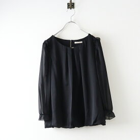 【期間限定価格】美品 大きいサイズ ローズティアラ Rose Tiara シフォンバルーンスリーブプルオーバーブラウス 42 ブラック┃シアー素材【2400014675818】【中古】