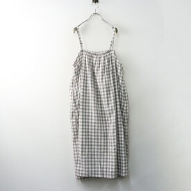サマンサモスモス Samansa Mos2 SM2 ギンガムチェックキャミワンピース F‖グレー×ホワイト ドレス ロング ギャザー【2400014689150】【中古】