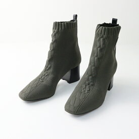 【期間限定価格】良品 エルメス HERMES ヴォルヴェール 60 レザー ニット ショートブーツ 37(24cm)カーキ//ヒール ソックスタイプ【2400014670653】【中古】