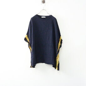 センソユニコ Sensounico WHY MIX サイドラインウールニットプルオーバー 38＼ネイビー スリット ワイド トップス【2400014701876】【中古】