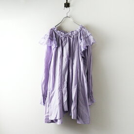 未使用 2025SS ピンクハウス PINK HOUSE コットンレース使いチュニックブラウス ｜パープル トップス フリル レース【2400014695359】【中古】