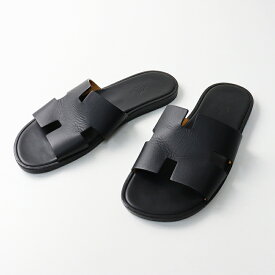 定番 メンズ エルメス HERMES イズミール Hモチーフ レザーサンダル ブラック┃男性用//【2400014670813】【中古】