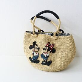 【期間限定価格】美品 ビームスボーイ BEAMS BOY 別注 ディズニー Disney 40th ラウンド カゴバッグ ミッキー＆ミニー ｜ナチュラル 【2400014707694】【中古】
