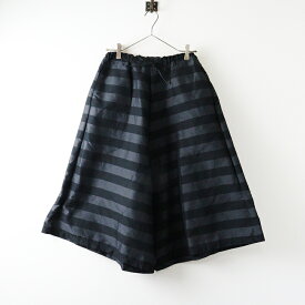 美品 ヴェリテクール Veritecoeur VC-1184 ボーダーイージーパンツ F＼ブラック ワイド キュロット ガウチョ ゴム【2400014714241】【中古】